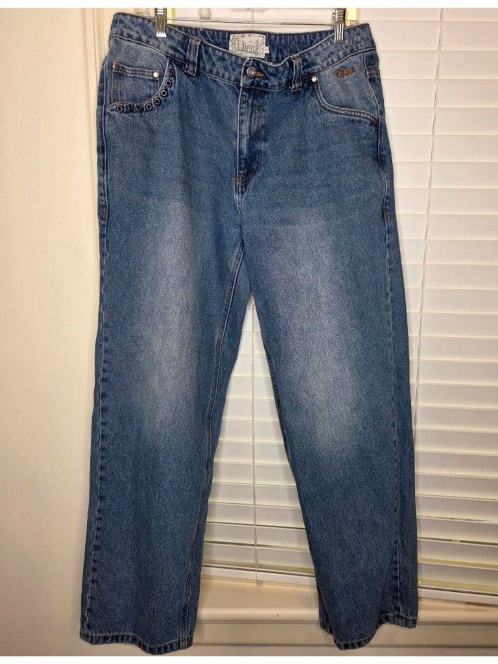 Rustic DIME Jeans Skate Skateboard Grommet Detailing Relaxed Fit 34x31 Bloke